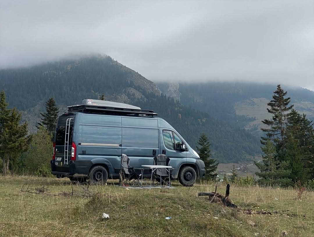 The van somewhere on the road